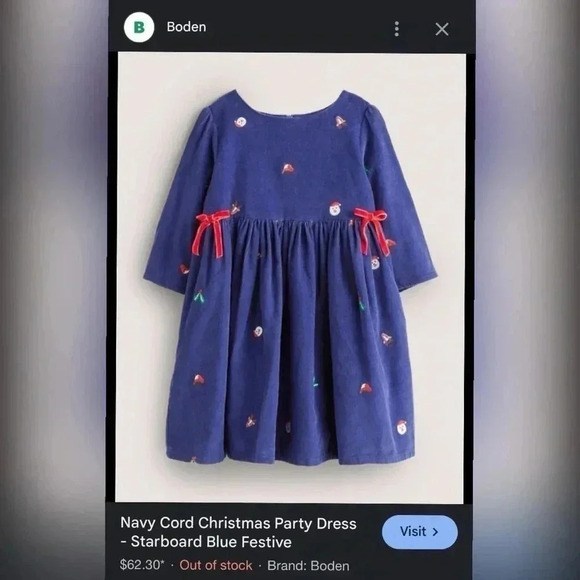 Mini Boden Navy Cord Christmas Party Dress
Starboard Blue Festive LIKE NEW - Picture 2 of 7